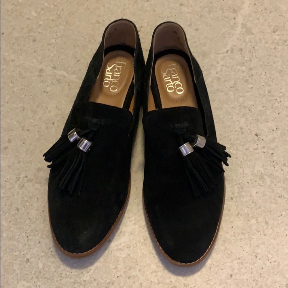 Black Suede Franco Sarto Flats with Tassels 6.5